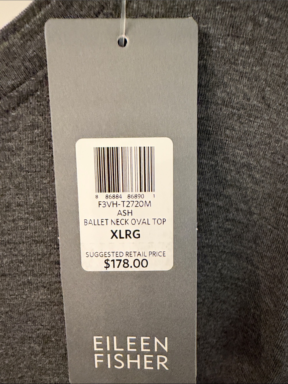 Eileen Fisher Charcoal Gray Relaxed High-Low Knit Tunic - Picture 4 of 4